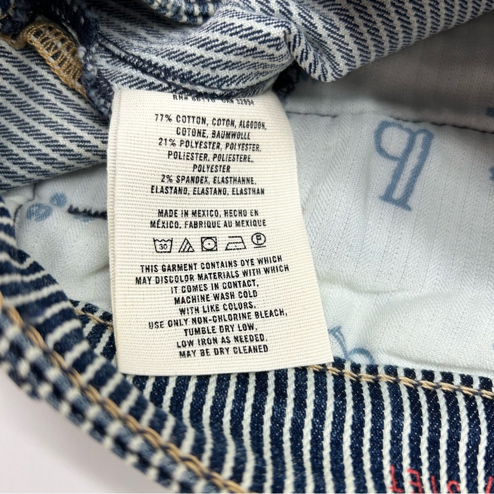 Pilcro and the Letterpress Blue Striped Patchwork Jean Shorts Sz 29 NWT - Picture 9 of 10